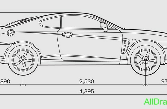 Hyundai Tiburon (Хендай Тибурон) - чертежи (рисунки) автомобиля